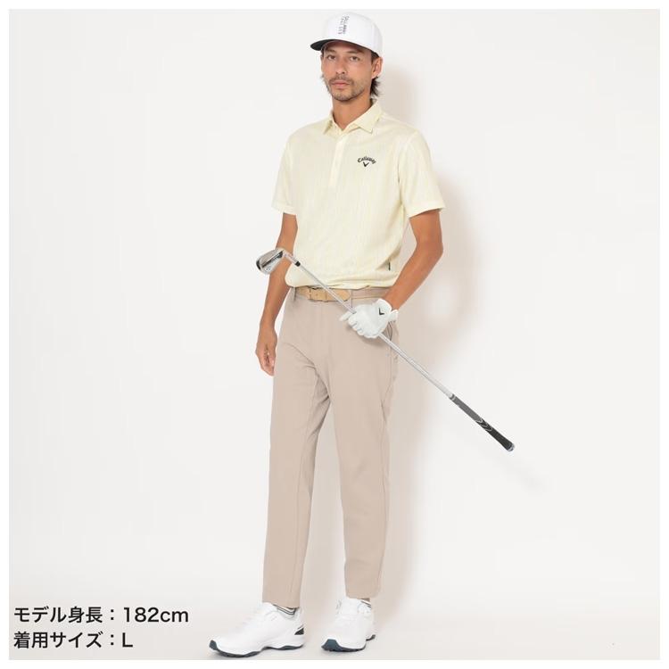 売品 EFFLORESCENCE 半袖シャツ XL アイボリー系 メンズ ゴルフ Callaway（キャロウェイ） ゴルフ メンズ かざあなメッシュストライプ