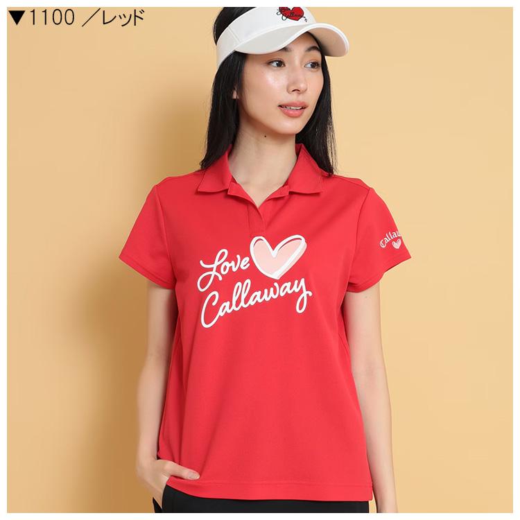 Callaway X SERIES レディース ゴルフシャツ レッド L Callaway（キャロウェイ） ゴルフ レディース LOVEキャロウェイ半袖