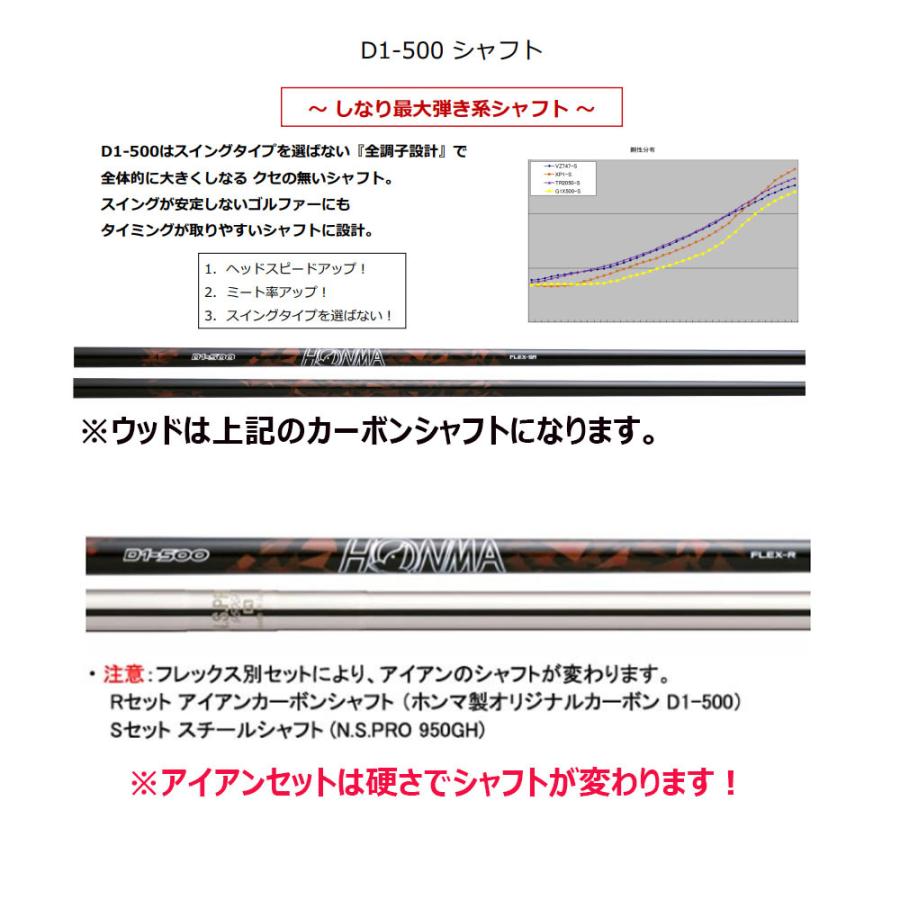 【残り1点！最終処分】本間ゴルフ 2021年モデル ホンマ D1 オールインワン メンズ クラブセット10本組 キャディバッグ付 HONMA 本間 睦 ムツミ ホンマ MUTSUMI HONMA ＭＨ６２６マレージングフェース ゴールド アイアン オリジナルカーボンシャフト (sr