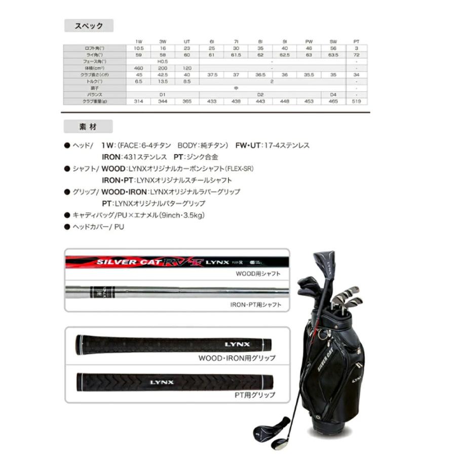 Lynx（リンクス） ゴルフ SILVER CAT RV-F 1W/3W/UT/#6〜PW/SW/PT(10本