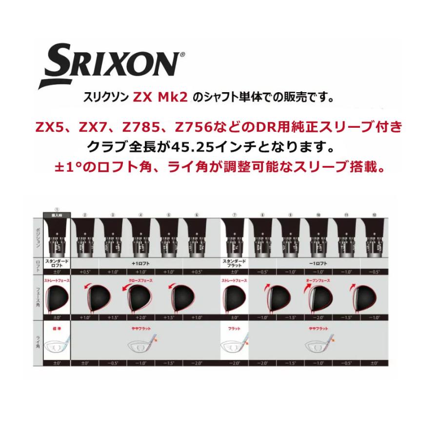 ダンロップ 【±1°用】 スリクソン スリーブ付きシャフト ドライバー用 三菱 ディアマナ ZX-II 50　シャフト単体 Diamana ZX-II