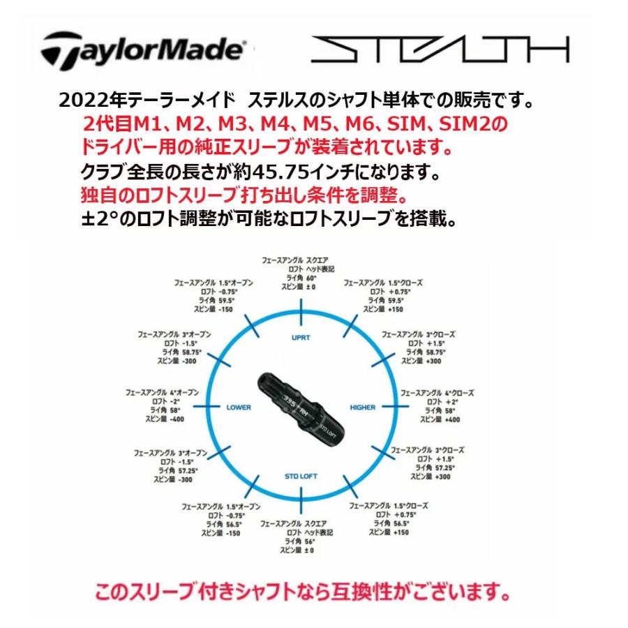 シャフト／±2°用】 テーラーメイド スリーブ付きシャフト ドライバー用