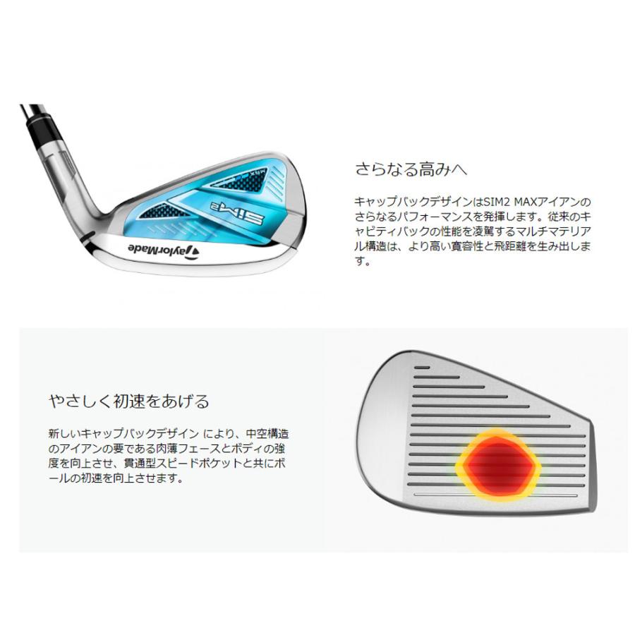 USモデル】 テーラーメイド SIM2 MAX アイアン 5本組 (＃6〜PW 