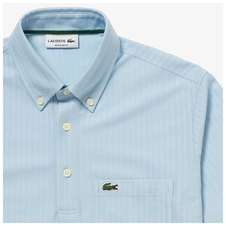 LACOSTE（ラコステ） メンズ 鹿の子地切り替え同色ストライプボタン