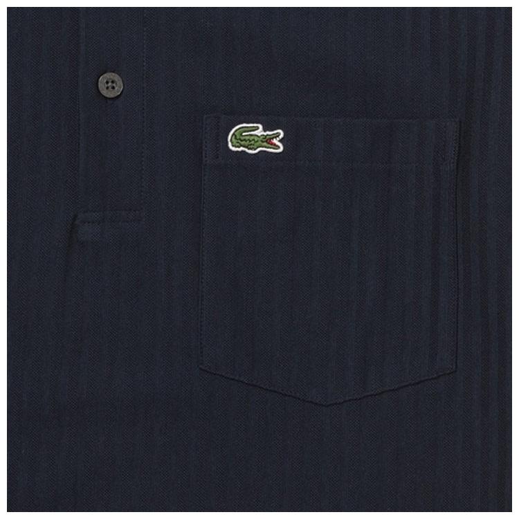 LACOSTE（ラコステ） メンズ 鹿の子地切り替え同色ストライプボタン
