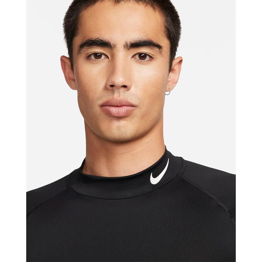 ナイキ 日本正規品 2024SP メンズ ナイキ プロ メンズ Dri-FIT フィットネス モックネック ロングスリーブ トップ ブラック/ホワイト FB7909-010｜golkin｜04