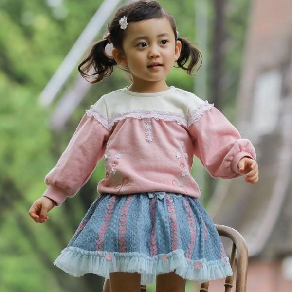 激安 新作 トップス トレーナー 女の子 1 スーリー 花柄 トップス トレーナー