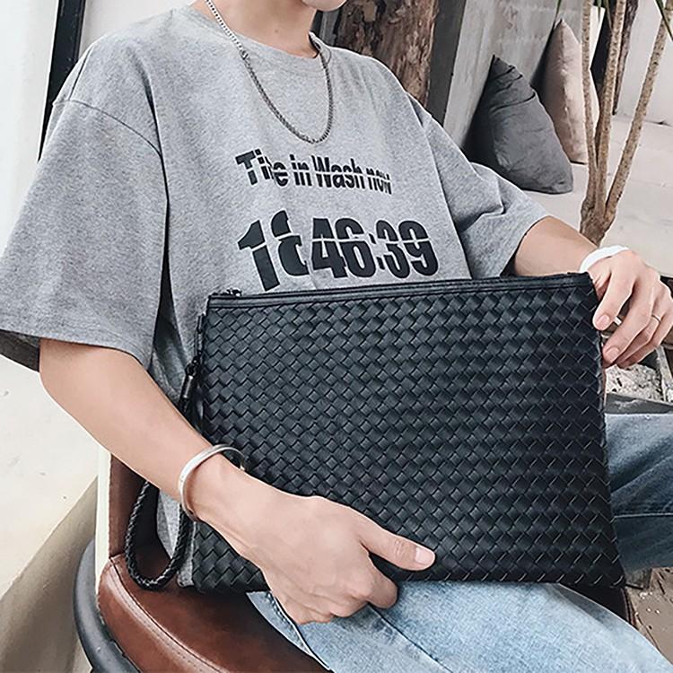 GOLWIS クラッチバッグ 格子編み 編み込み レザー セカンドバッグ