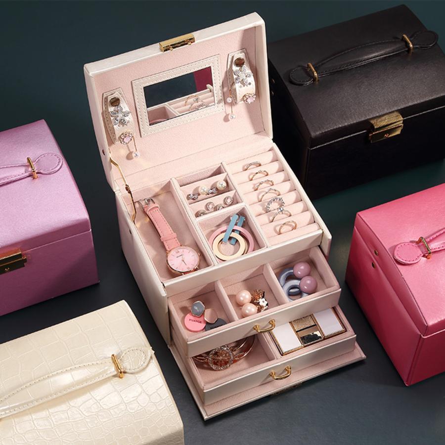 アクセサリー 収納 韓国 レザー 大容量 コンパクト 軽量 携帯