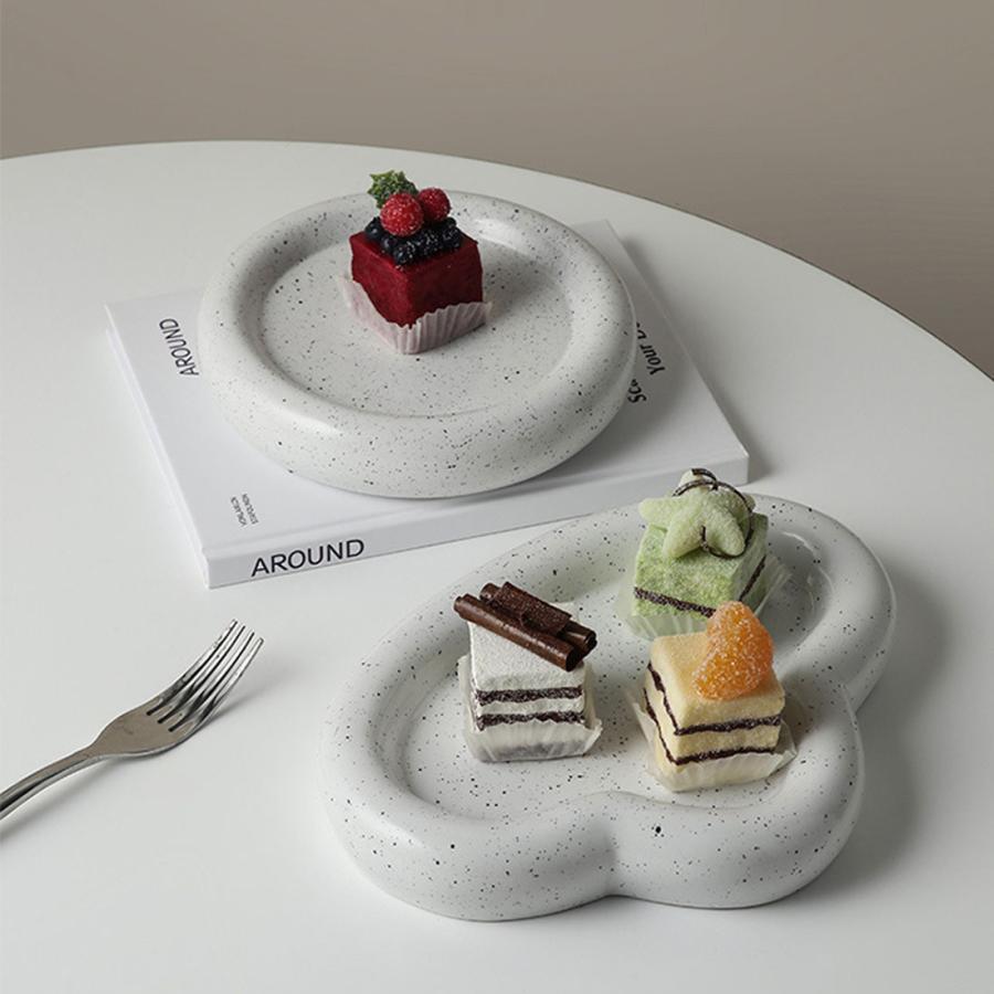 ラウンド デザイン プレート 磁器 お皿 食器 中皿 器 厚い 電子レンジ