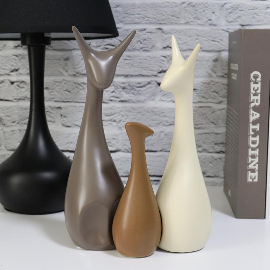 韓国　陶器の置物 3点セット 家族の絆 アニマル アート オブジェ 韓国 北欧 陶器 親子