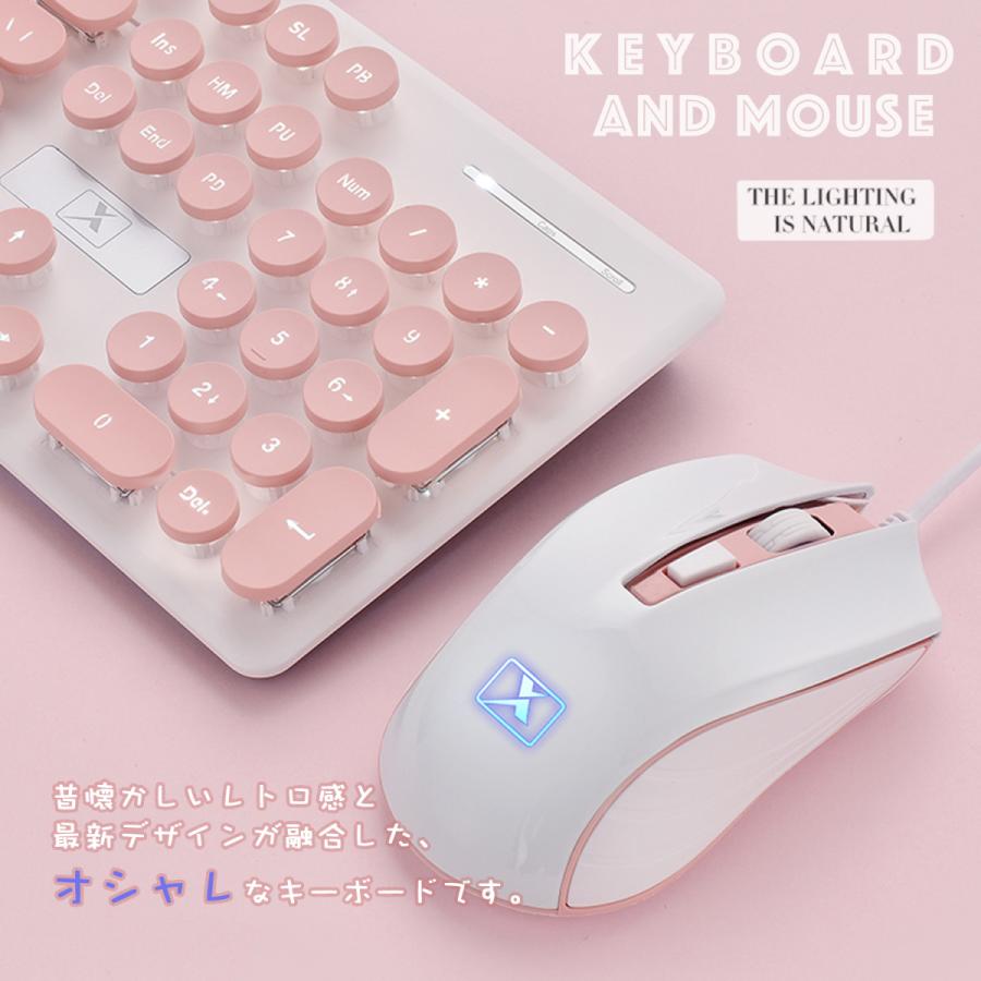 2点 セット キーボード マウス タイプライター風 メカニカル レトロ ゲーミング Usb 有線 パステル 淡い バックライト 英語配列 ユニーク 個性的 かわいい おし Keyboard0001 Golwis 通販 Yahoo ショッピング