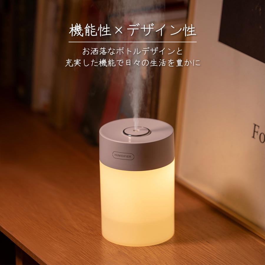 超音波式 加湿器 600ml 上から給水 LED ライト 卓上 非加熱式 静音