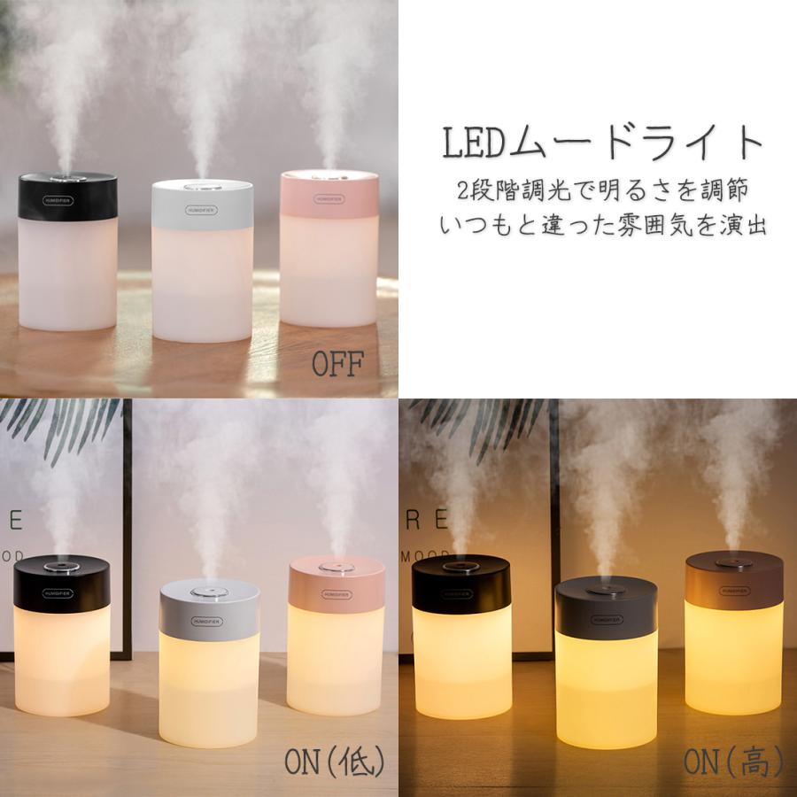 超音波式 加湿器 600ml 上から給水 LED ライト 卓上 非加熱式 静音