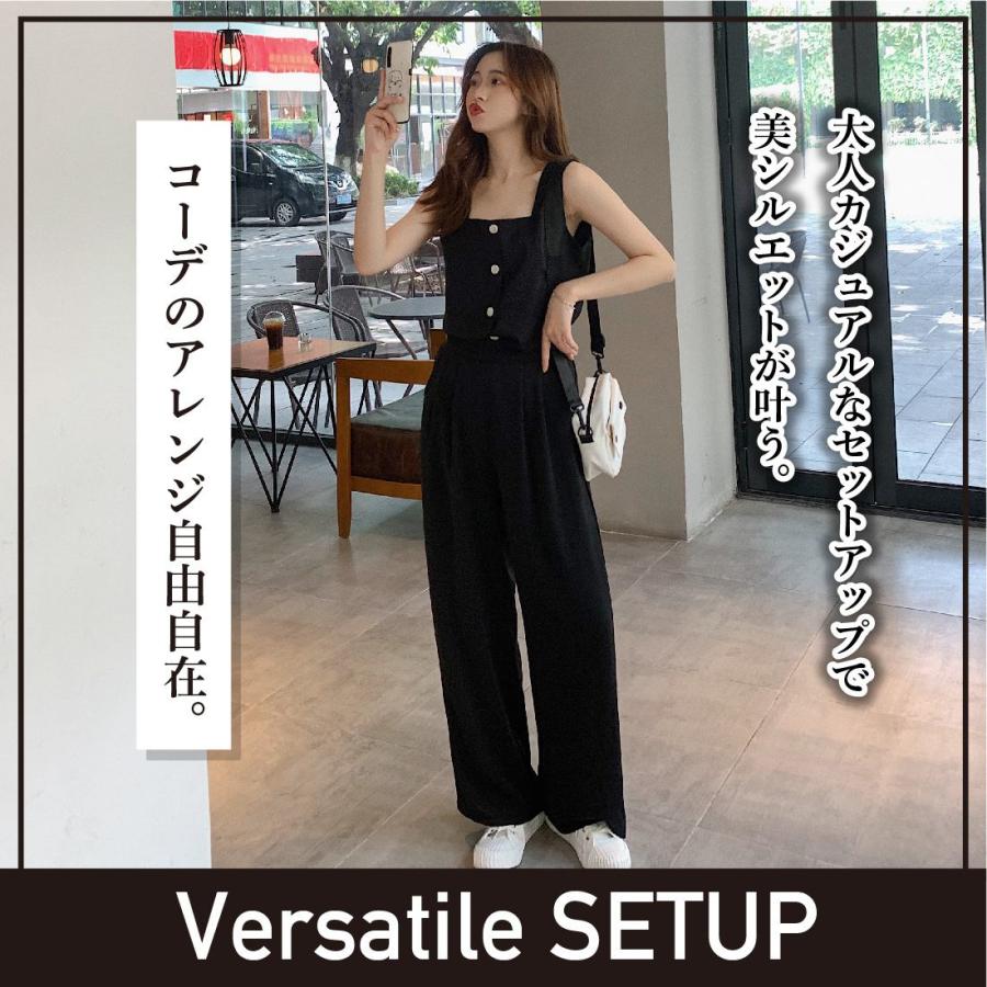 ブラックノースリーブトップス、ベストセット