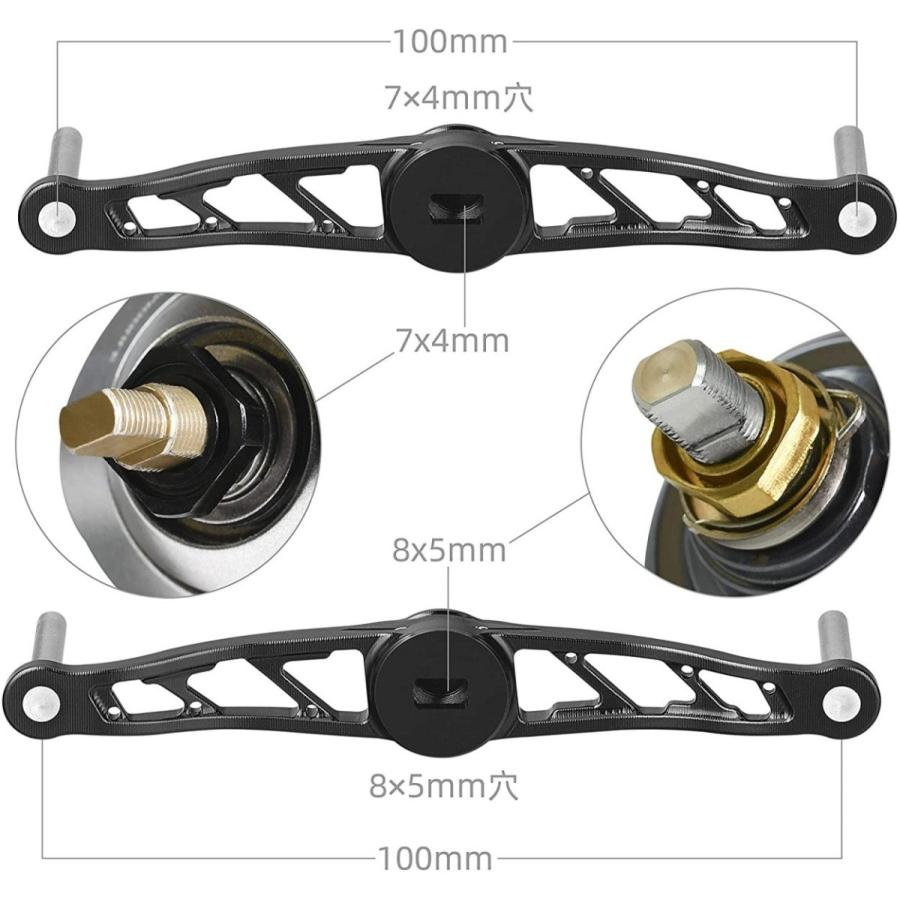 ベイトリール ダブルハンドル 100mm 7×4mm穴対応 シマノ 8x5mm穴対応 ダイワ アブガルシア カスタム パーツ TPEノブ付き ゴメクサス Gomexus｜gomexus｜17