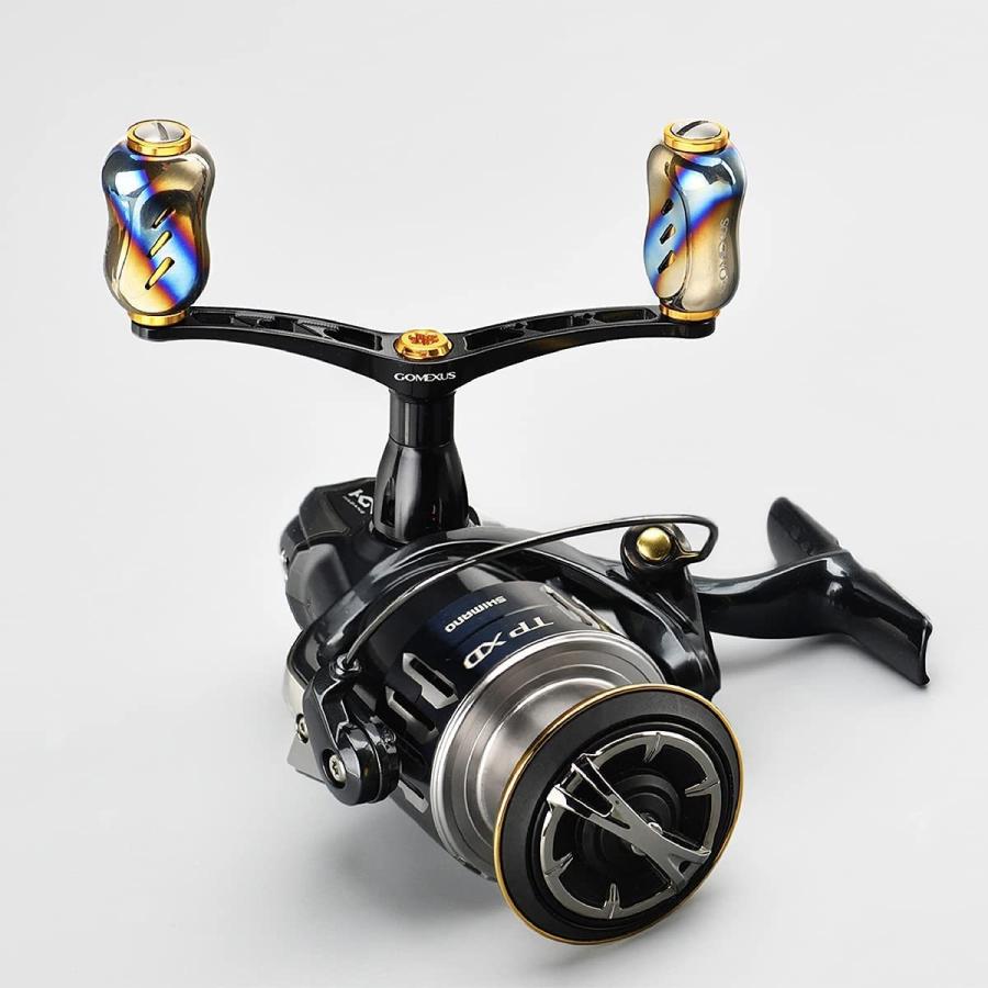 スピニングリール ダブルハンドル 98mm シマノ Shimano ダイワ Daiwa カスタム パーツ アルミ CNC切削  チタンノブ付き ゴメクサス Gomexus｜gomexus｜06