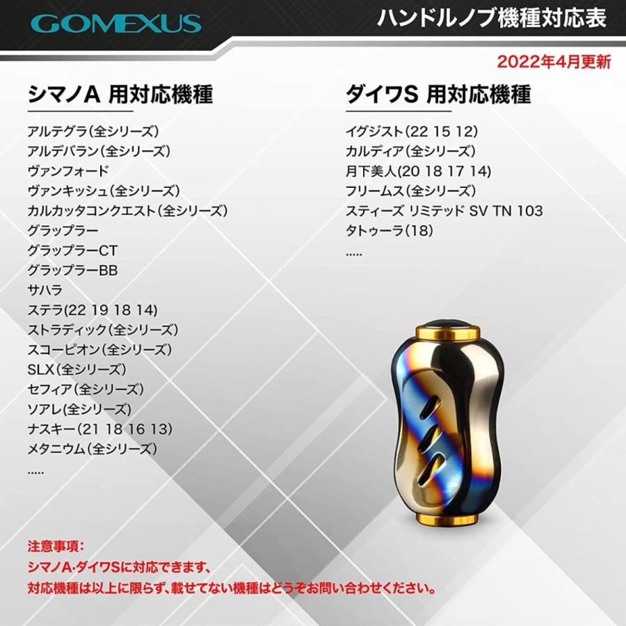 ゴメクサス Gomexus 22mm チタン製 リール ハンドル ノブ ダイワ Type S A シマノ ベイト スピニングリール シルバー ゴールド レッド 素晴らしい外見