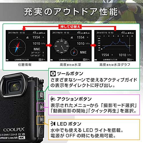 Nikon　デジタルカメラ　COOLPIX　W300　BK　防水　防塵　ブラック　耐寒　1605万画素　クールピクス