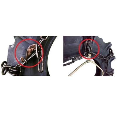 タイヤチェーン ワイヤー式チェーンバンド セット CN0297 CN0012 ペア(2タイヤ用) 34kg 建機用 S型 はしご型 線径9×10 タイヤサイズ 33*12.5-15 などの画像