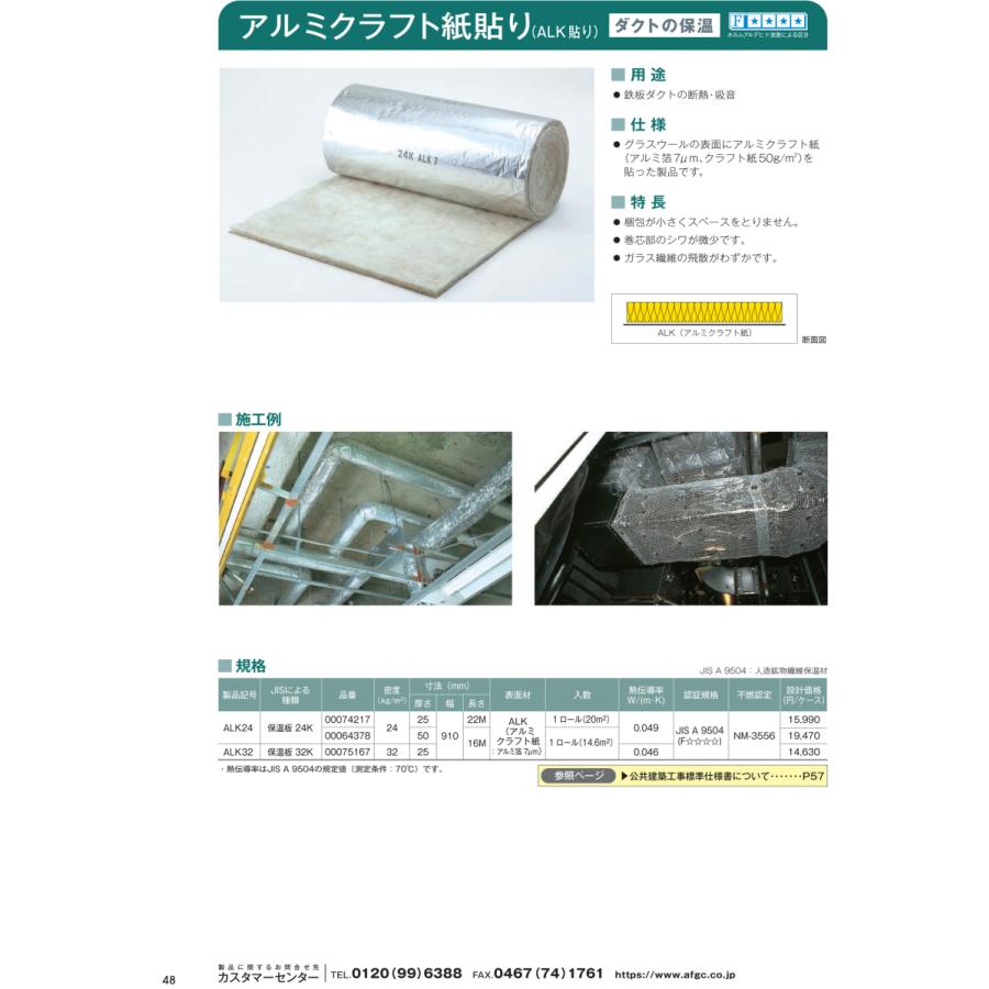 グラスウール ロール品 アルミ付(ALK) 密度24キロ 厚み25ミリ 幅 グラスウール ロール品 アルミ付(ALK) 密度24キロ 厚み25ミリ 幅