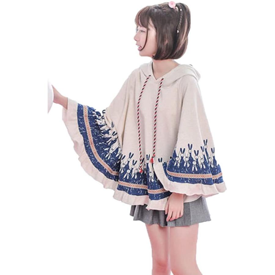 春夏新色 キャンディ少女 森ガール レディース マントパーかー トレーナー パーカー レース裾 うさぎ 兎耳 兎プリント 可愛い ファッション ゆったり ライト 最新の激安 Fsl Gabon Com