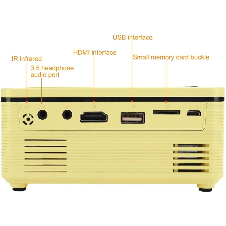 映写機、LEDポータブル1080P HDMI多機能ミニ映写機マルチメディアホームシアター映写機、複数のデバイス接続をサポート(黄)｜goo10shop｜07