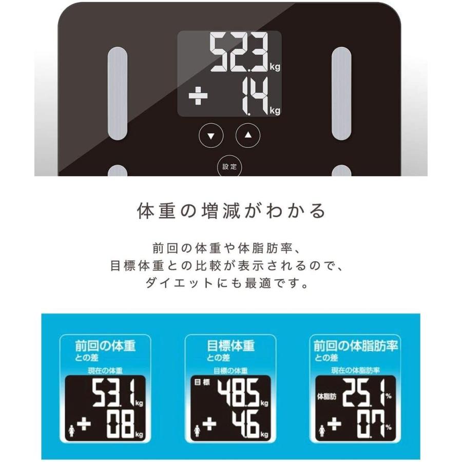 Dretec ドリテック 体脂肪計 体重 Bmi 体脂肪率 最大計量180kg 前回の増減値を表示 デジタル バックライト ステップオン 乗ると自動 体重計 Www Swagpur Com