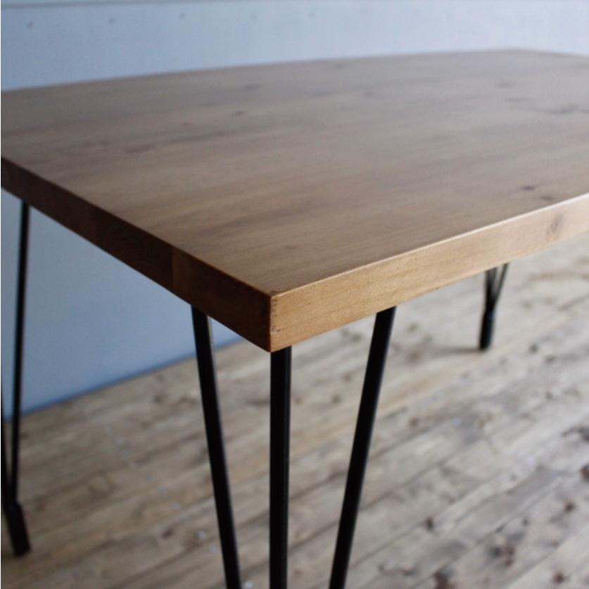 ダイニングテーブル ライトブラウン 木製 スチール脚 幅120cm 高さ70cm