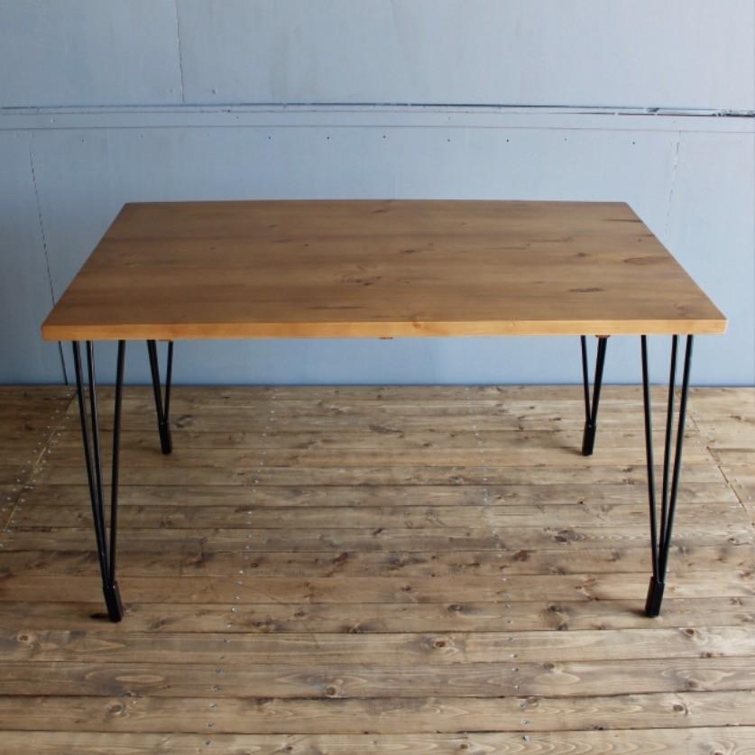 ダイニングテーブル ライトブラウン 木製 スチール脚 幅120cm 高さ70cm