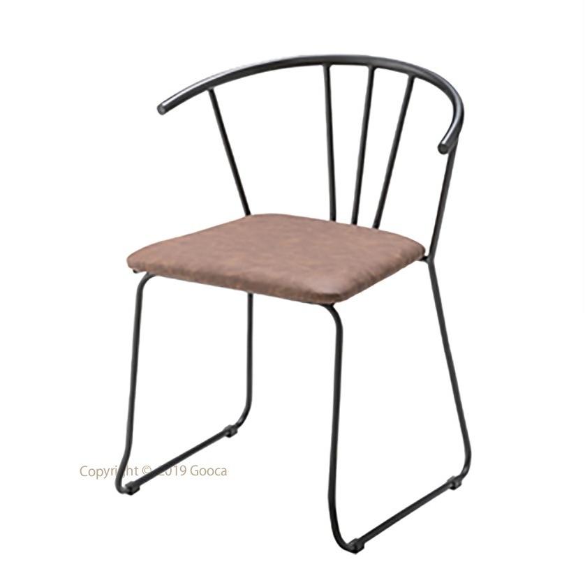 アームチェア 2脚セット スチールフレーム ソフトレザー ブラウン