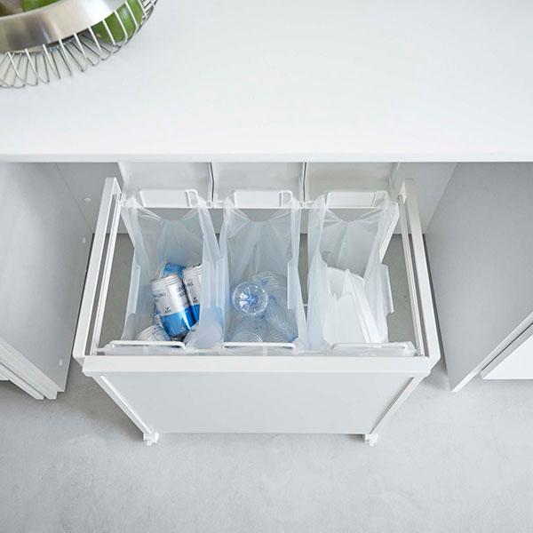 Tower タワー 分別ワゴン ゴミ箱 蓋付き 目隠し付き ホワイト 白 Amazon｜山崎実業 tower タワー 蓋付き目隠し分別ダストワゴン 3