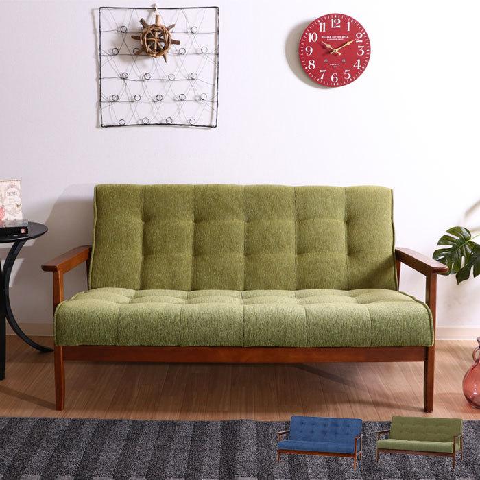 ソファ 2人掛け ソファー デニム風 ファブリック 布張 デザイン 天然木 木製 肘付き木目 肘つき シンプル ファブリックソファ M5MGKFGB00234グッド チョイス 通販