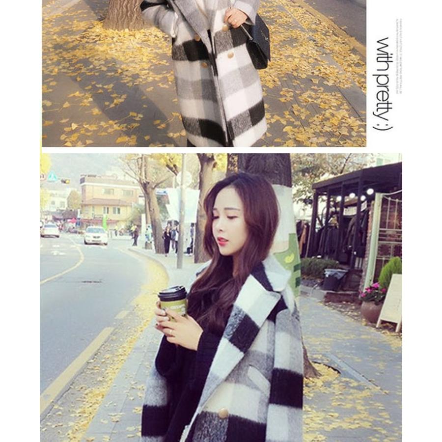 チェスターコート レディース ロングコート ウールコート 大きいサイズ アウター ロング丈 白黒 チェック Good Clothes Coa0057 Good Clothes 通販 Yahoo ショッピング