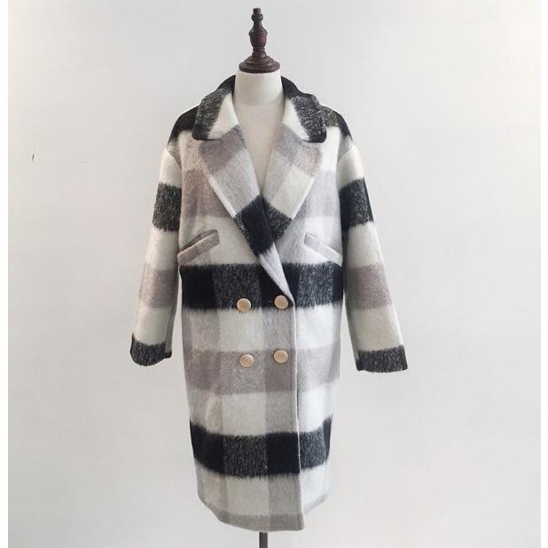 チェスターコート レディース ロングコート ウールコート 大きいサイズ アウター ロング丈 白黒 チェック Good Clothes Coa0057 Good Clothes 通販 Yahoo ショッピング