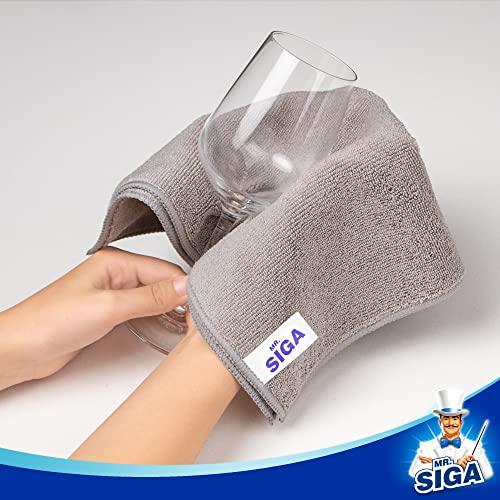 MR.SIGA マイクロファイバークリーニングクロス、拭き跡の残らないクリーニング布巾、業務用タオル、キッチン 掃除、台拭き雑巾、12枚入り、グレー、｜good-deal｜06