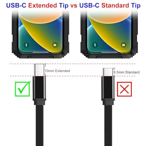 UNIDOPRO 平らな USB-C to USB-C PD 60W 3A 急速充電データ同期コード Type C ケーブル [10mm延長ロングコネクタ] - 対応 Blackview/AGM/CAT/DOOGEE/｜good-deal｜03