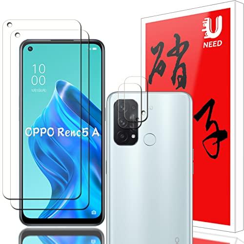 【4枚セッ】UNEED for OPPO Reno5 A用のフィルム（2枚入）+カメラフィルム（2枚入）oppo reno5 a用の 強化液晶