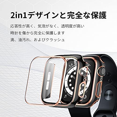 YUGYUG for Apple Watch Series 9/8/7 45mm ケース アップルウォッチ9/8/7 45mm ケース PC素材 光沢式 アップルウォッチ カバー ガラスフィルム 一体｜good-deal｜02