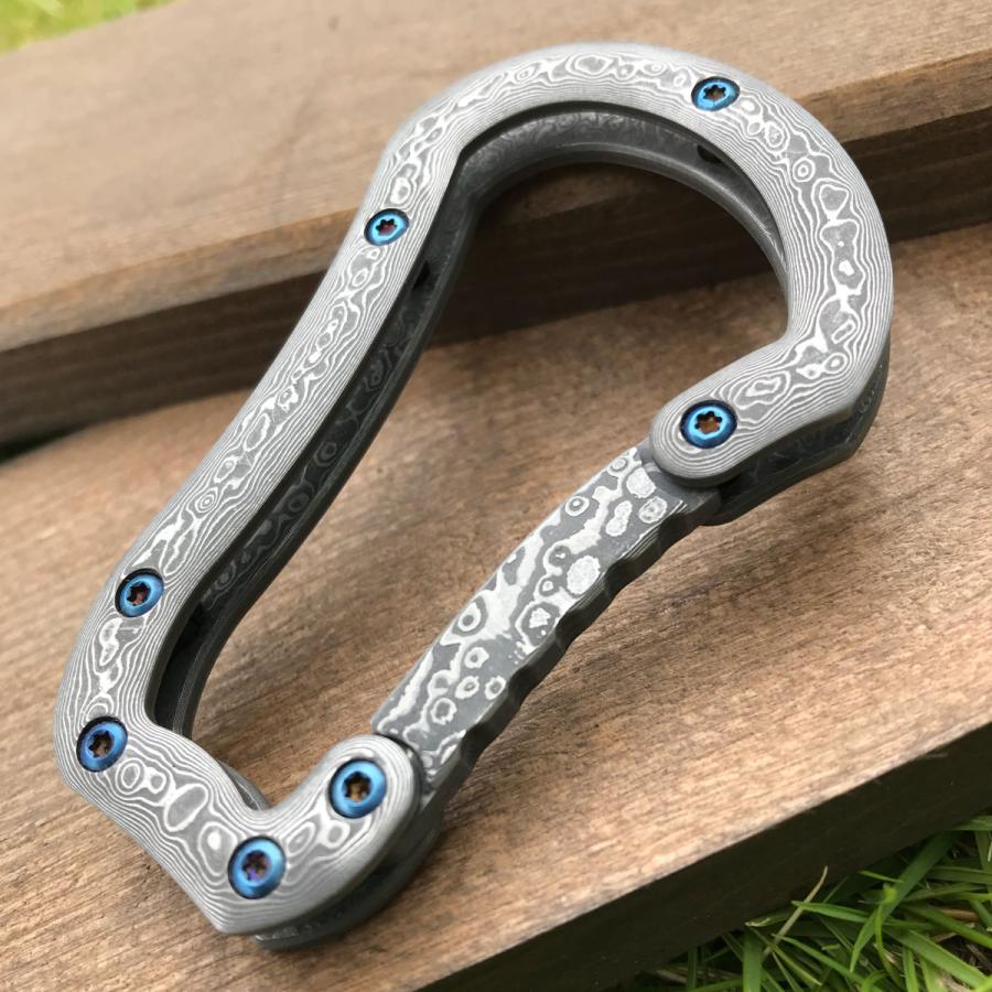 希少 ダマスカス鋼 削り出し カラビナ こだわりのアウトドアツール 最