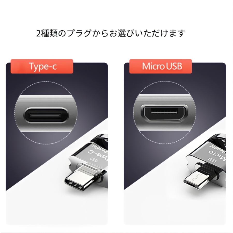 マイクロSDカードリーダー USB type C or Micro カードリーダー データ