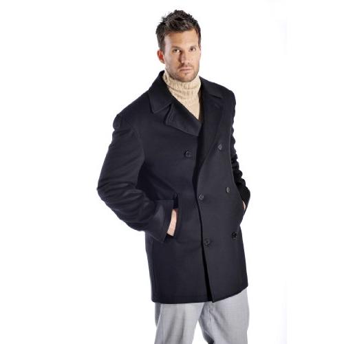 【並行輸入品】Men 'sカシミアPea Coat カラー: ブラック Men's Cashmere Pea Coat (Black, 44)の画像