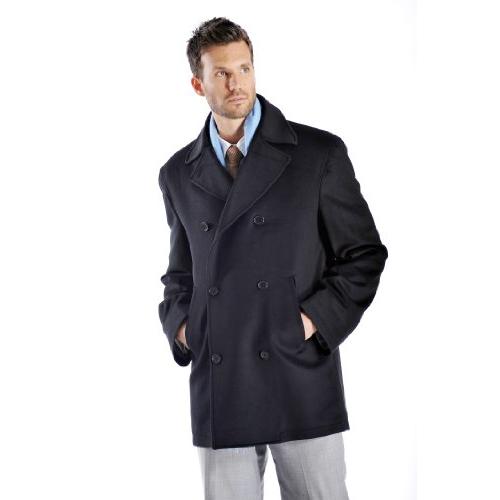 【並行輸入品】Men 'sカシミアPea Coat カラー: ブラック Men's Cashmere Pea Coat (Black, 44)の画像