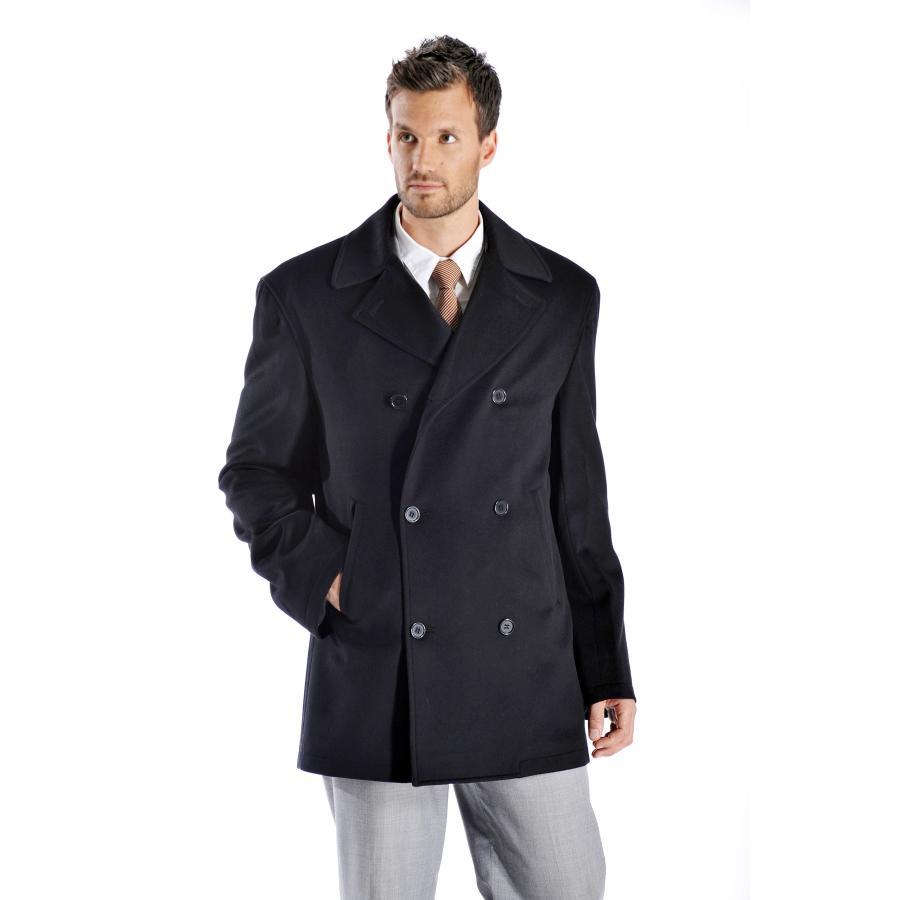 【並行輸入品】Men 'sカシミアPea Coat カラー: ブラック Men's Cashmere Pea Coat (Black, 44)の画像