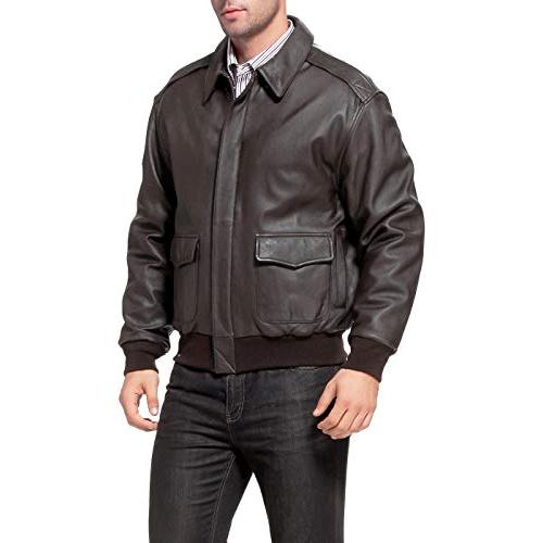 【並行輸入品】Landing Leathers メンズ エアフォース A 2 ゴートスキン レザー フライト ボンバージャケット ブラウン XLの画像