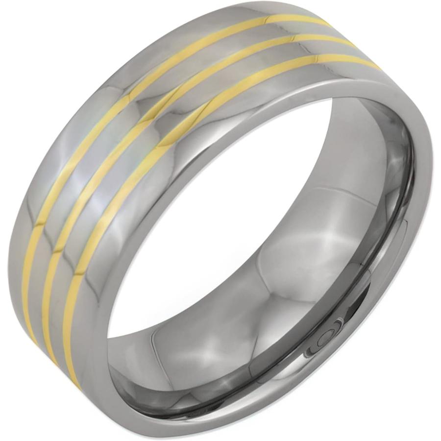 【並行輸入品】チタン14 Kゴールド8 mmメンズ結婚指輪サイズ11.5の画像