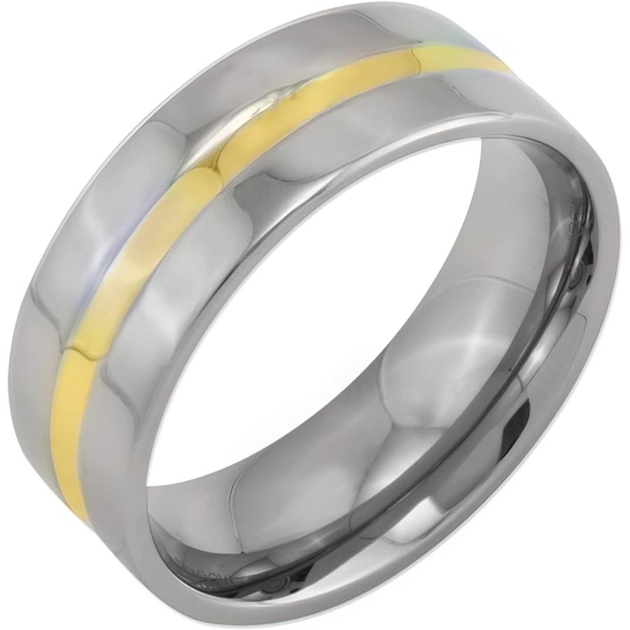 【並行輸入品】チタン14 Kゴールド8 mmメンズ結婚指輪サイズ10の画像