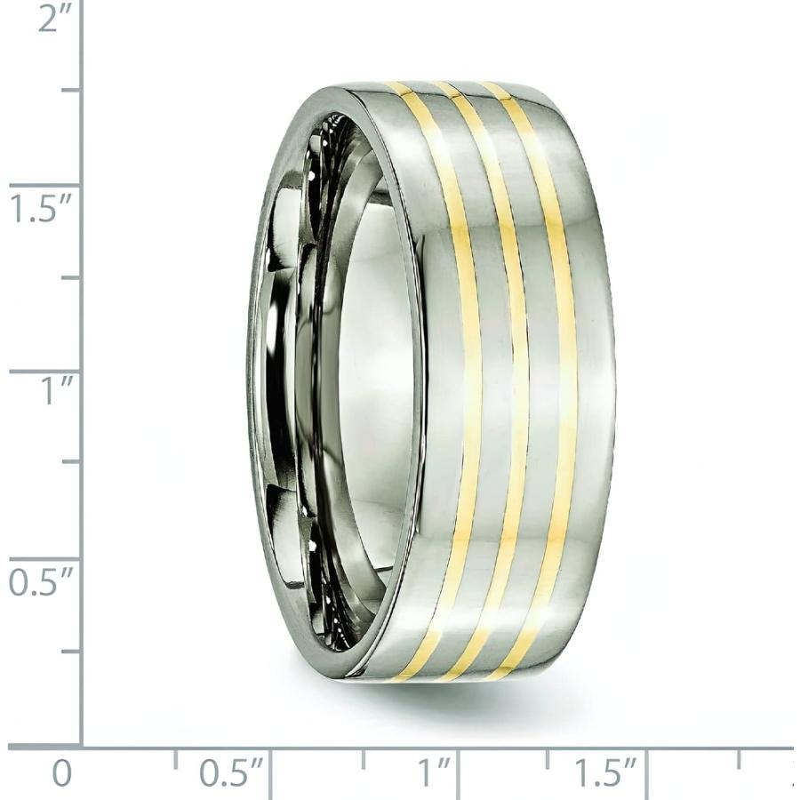 【並行輸入品】チタン14 Kゴールド8 mmメンズ結婚指輪サイズ12.5の画像