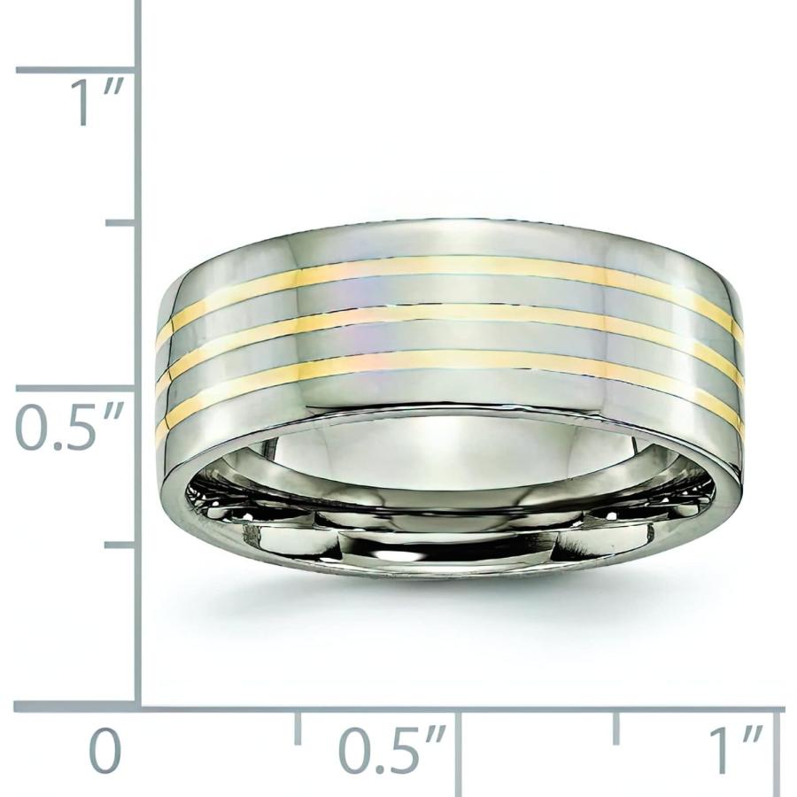 【並行輸入品】チタン14 Kゴールド8 mmメンズ結婚指輪サイズ12.5の画像