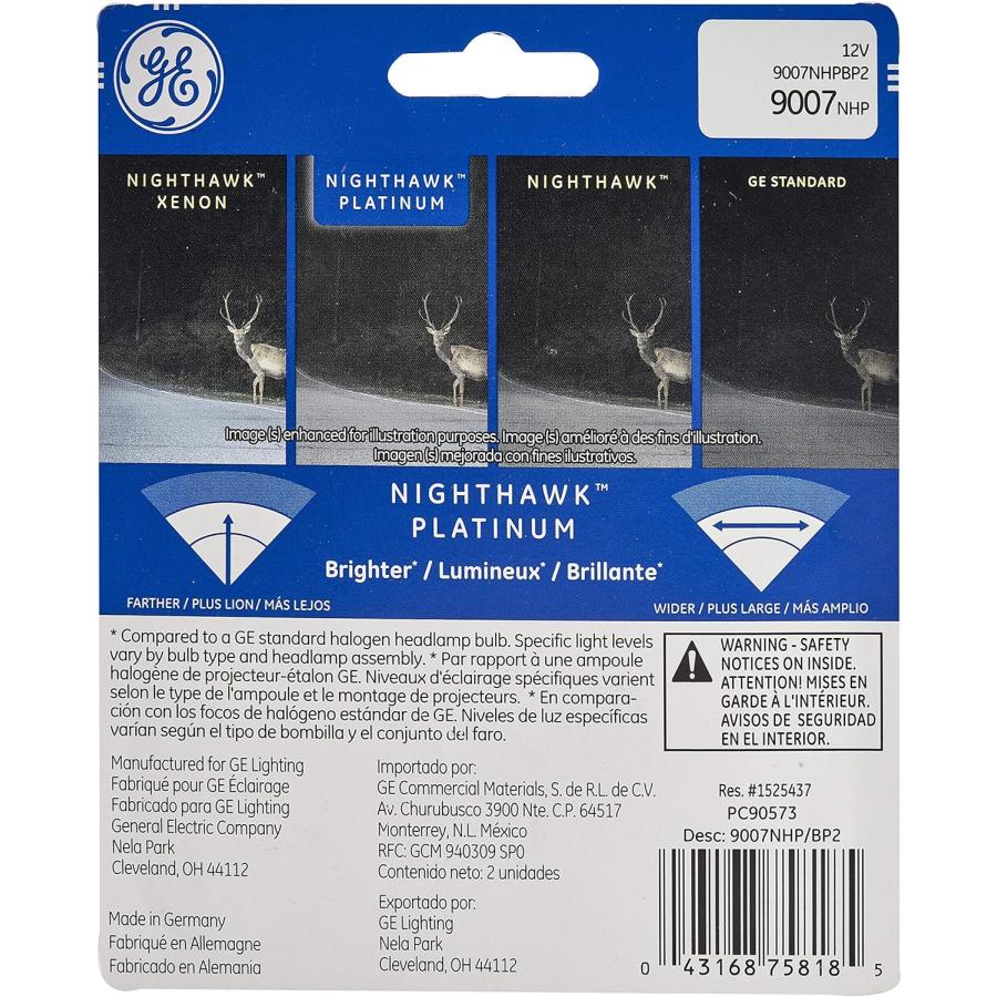 【並行輸入品】GE Lighting 9007NHP/BP2 Nighthawk Platinum Headlight Bulbs  2-Packの画像